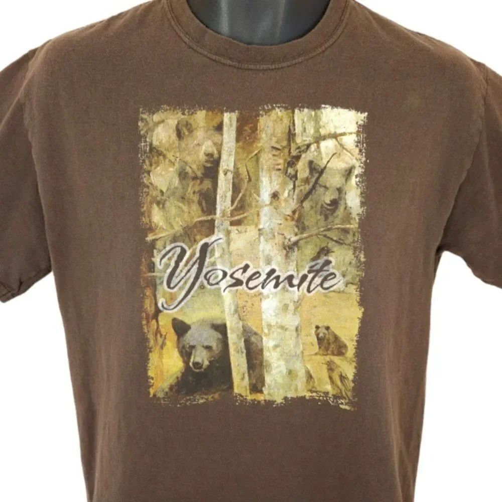 Yosemite National Park T Shirt Mens Size Medium Black Bears Nature Animal Tee
